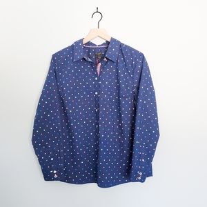 Talbots polka dot petite button down NWT